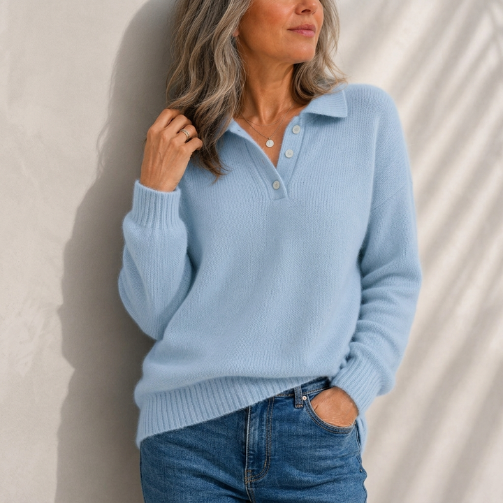 Aelis - Camisola com gola polo de toque suave