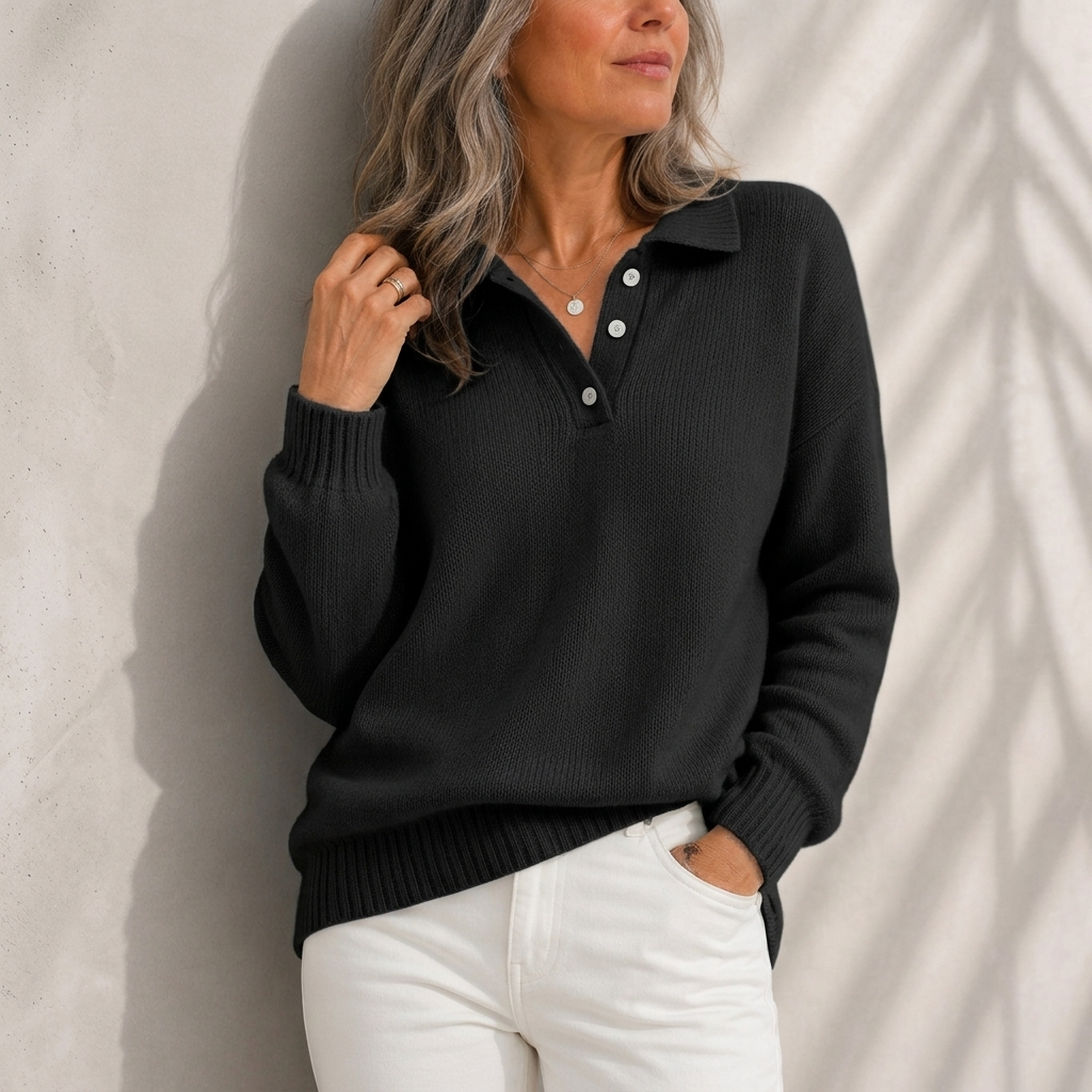 Aelis - Camisola com gola polo de toque suave