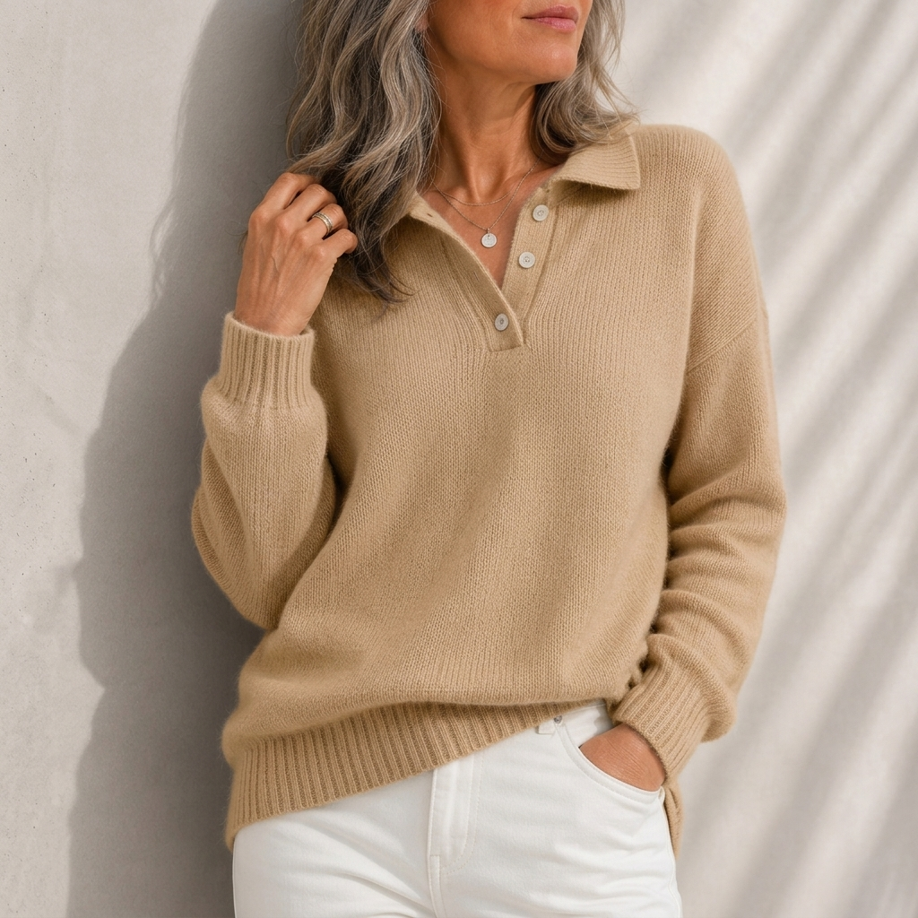 Aelis - Camisola com gola polo de toque suave