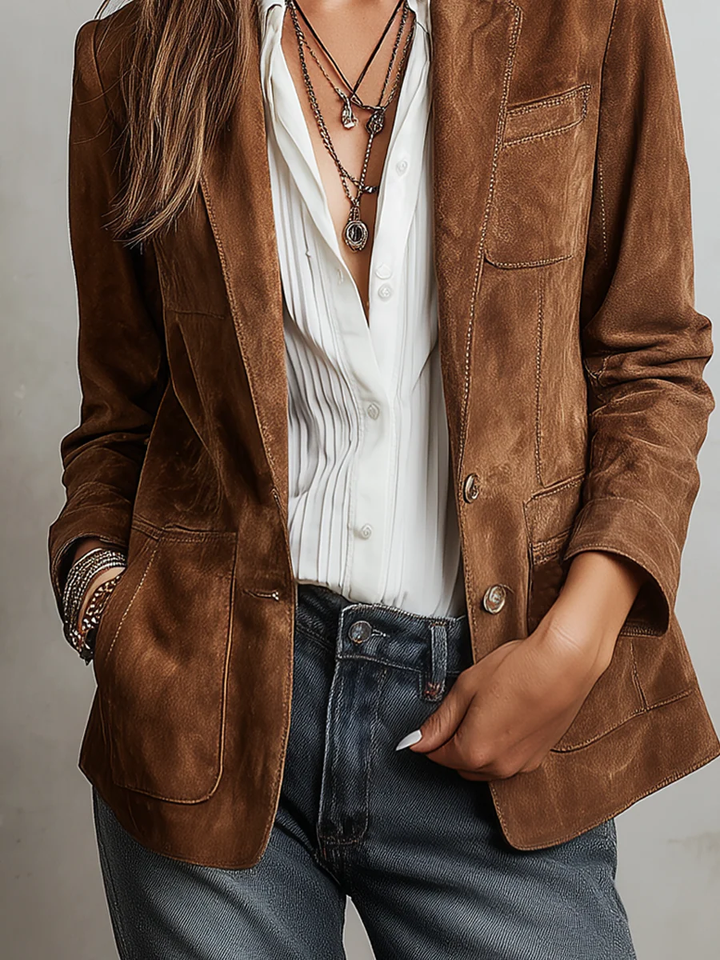 Mirevalle - Blazer de alfaiataria em camurça vintage