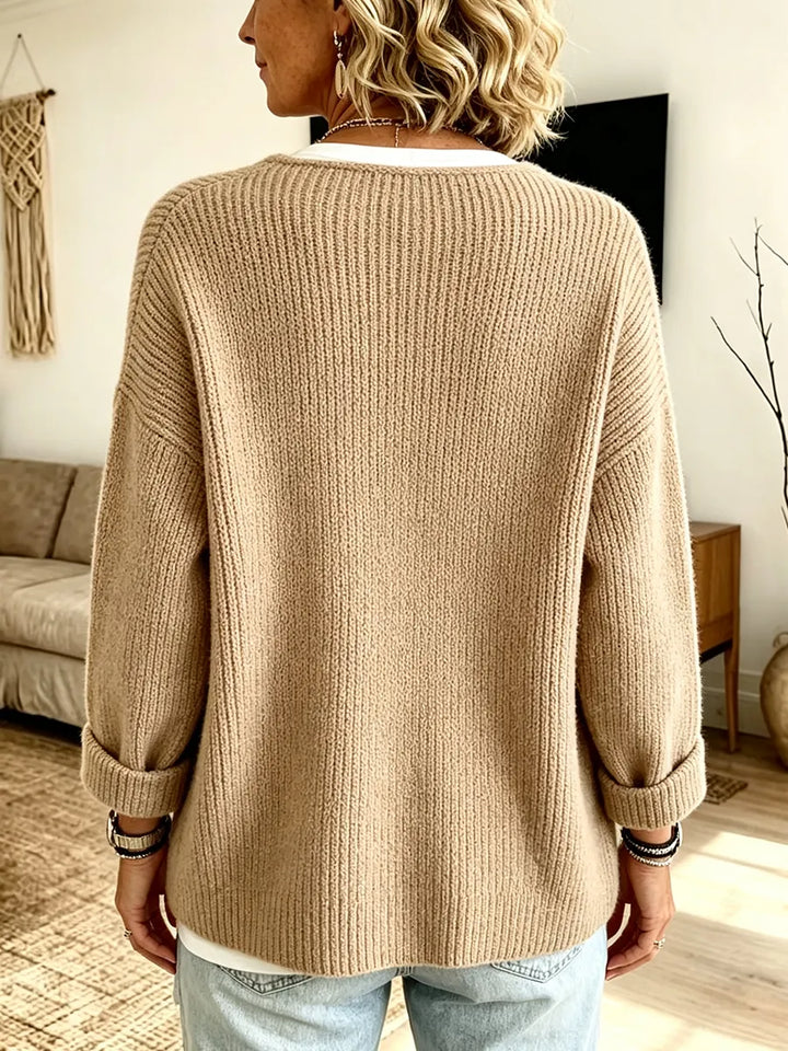 Anisa - Cardigan de malha descontraído com detalhe de botão