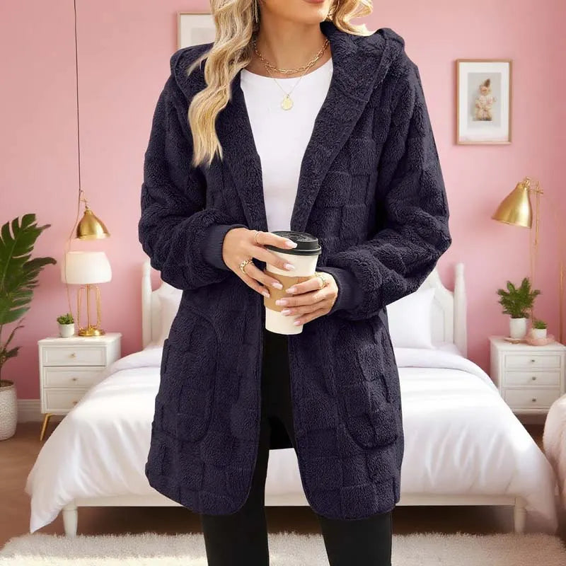 Zinnabelle - Cardigan com capuz em textura de peluche