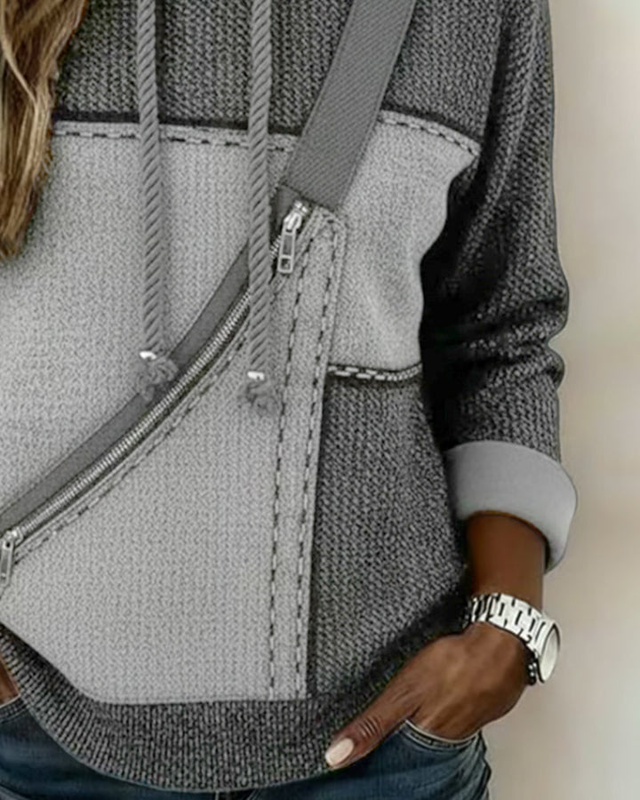 Eulanique - Sweat com capuz com fecho de correr texturado