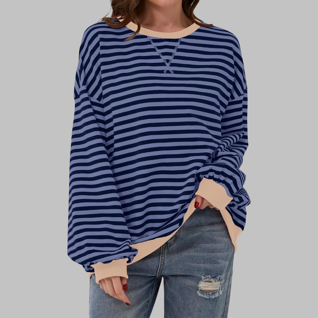 Viveca - Sweatshirt de manga comprida com toque suave e às riscas
