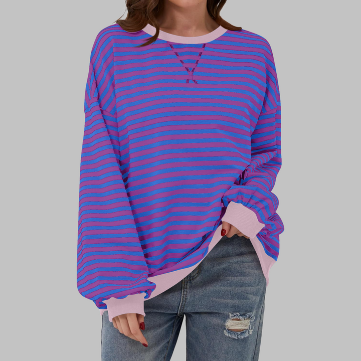Viveca - Sweatshirt de manga comprida com toque suave e às riscas