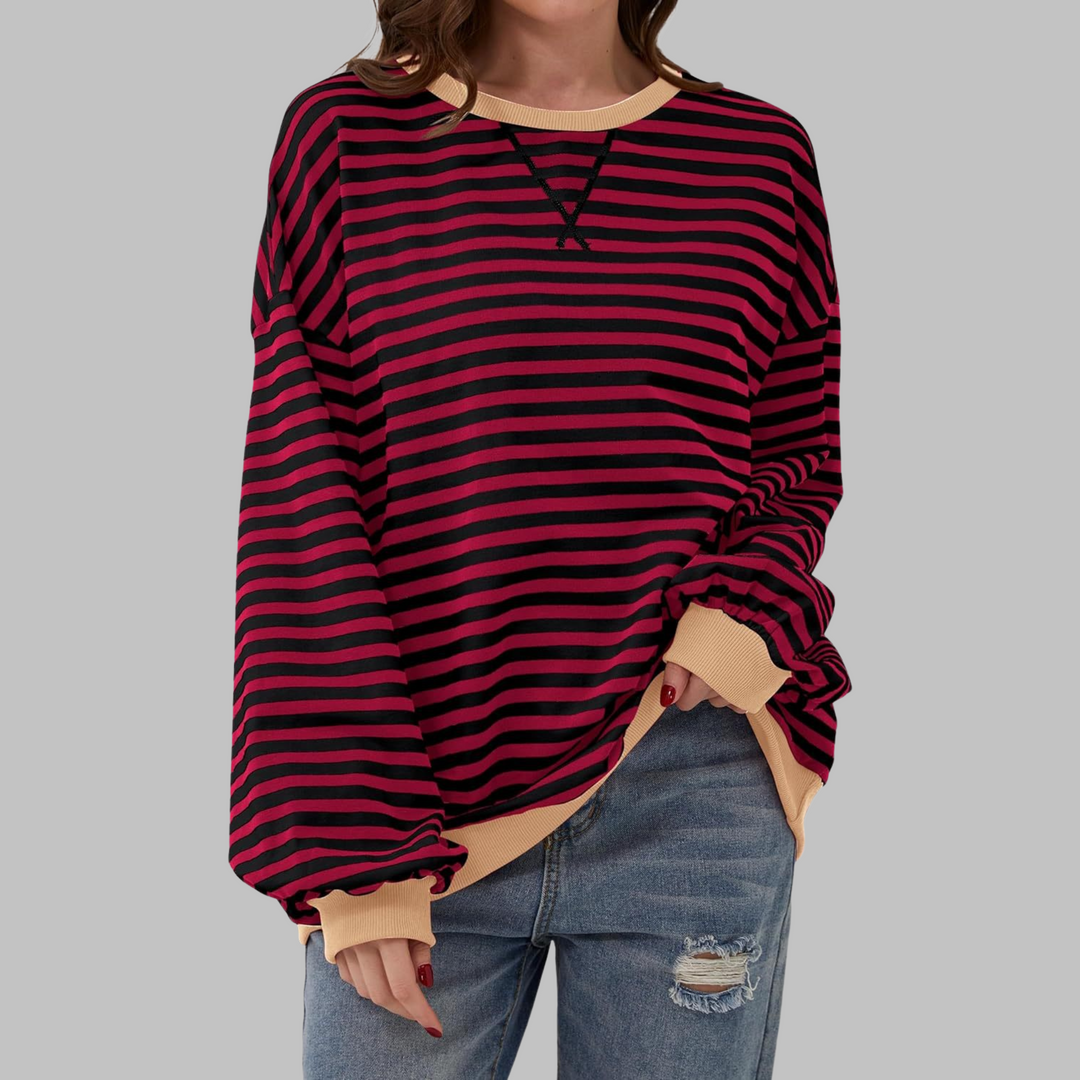 Viveca - Sweatshirt de manga comprida com toque suave e às riscas