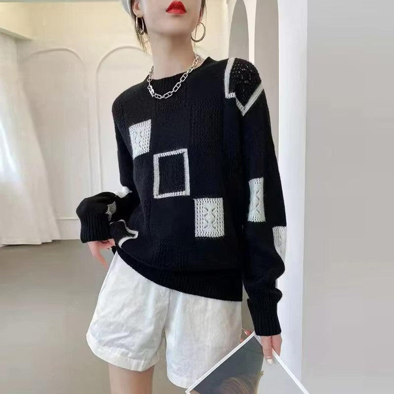Adorelle - Camisola de malha com patchwork artístico