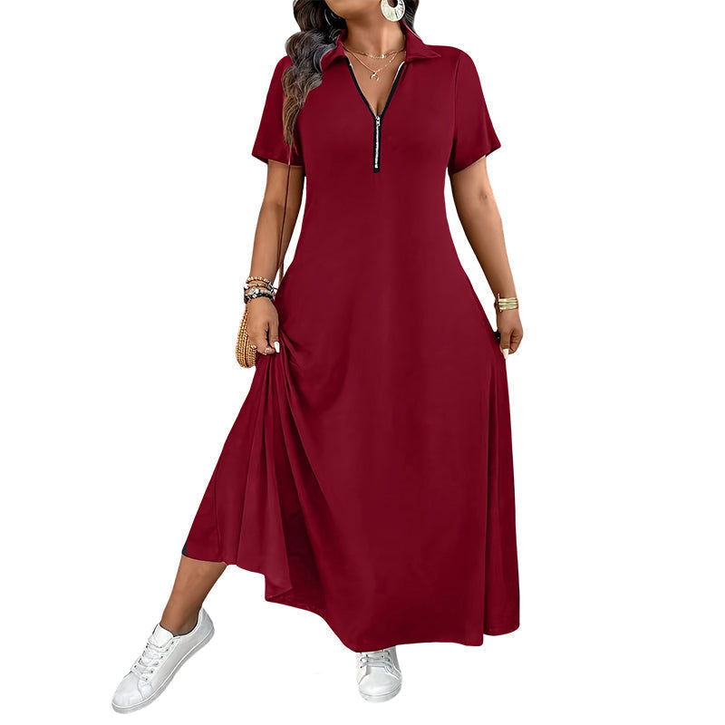 Primelle - Vestido comprido com fecho de correr e gola subida