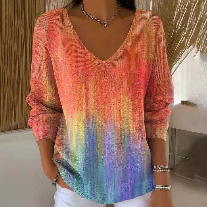 Carivella - Camisola de malha de corte descontraído com folha de bordo