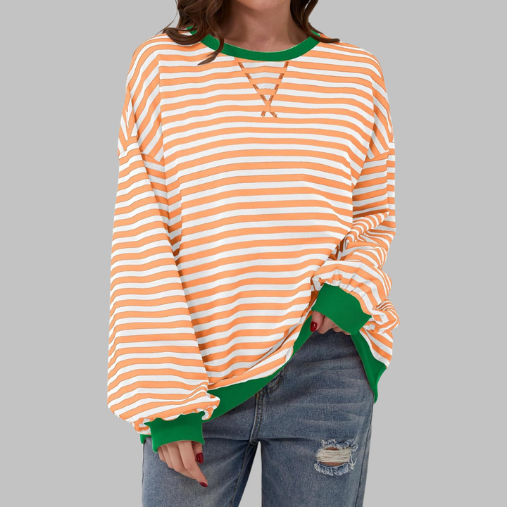 Viveca - Sweatshirt de manga comprida com toque suave e às riscas
