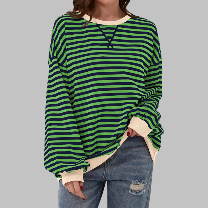 Viveca - Sweatshirt de manga comprida com toque suave e às riscas