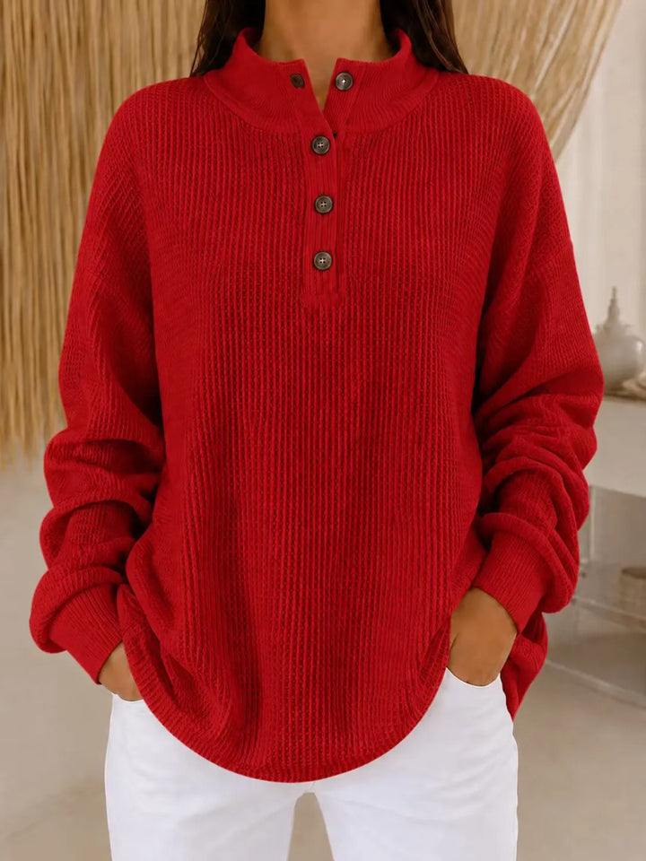 Belliora - Camisola de malha texturada com gola com botões