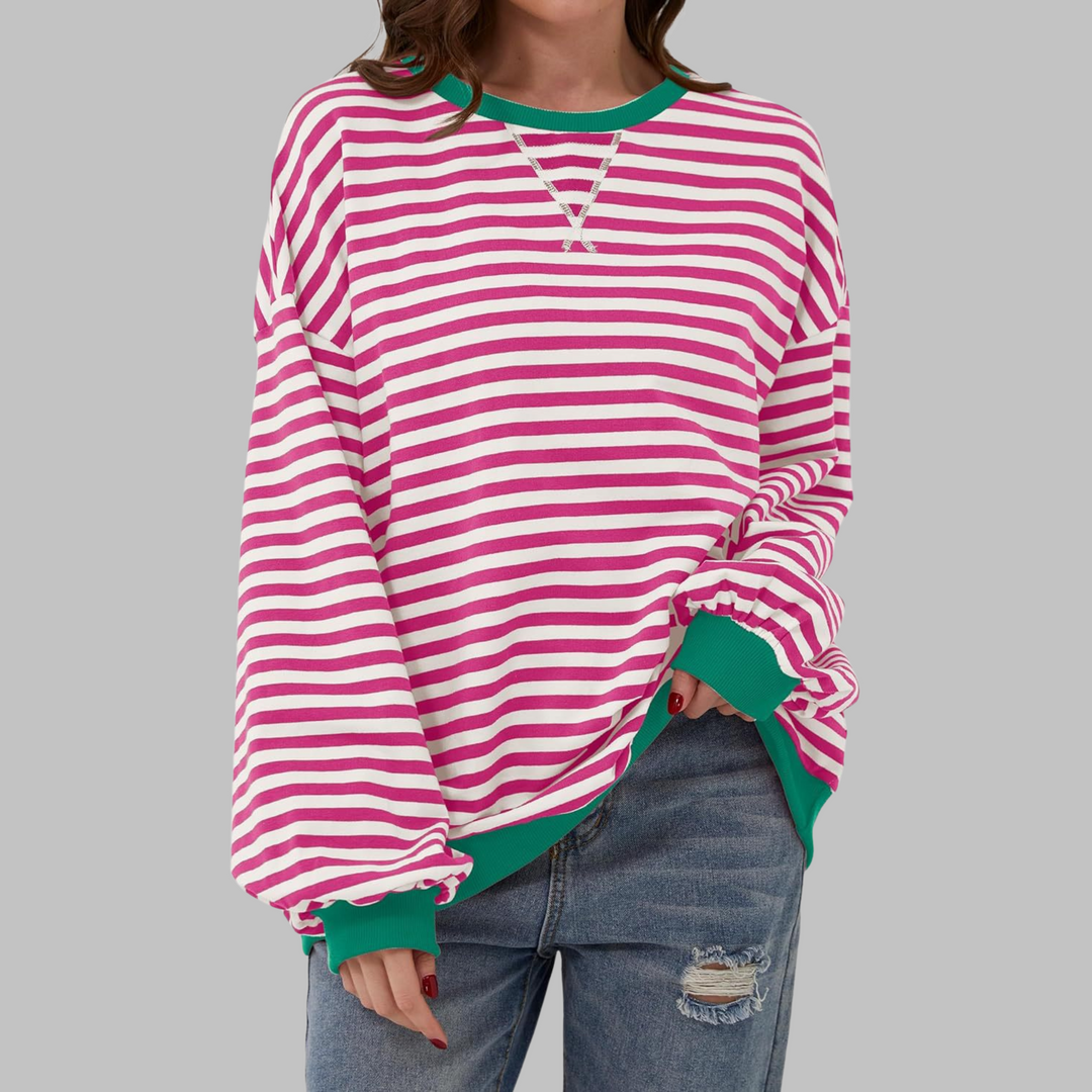 Viveca - Sweatshirt de manga comprida com toque suave e às riscas