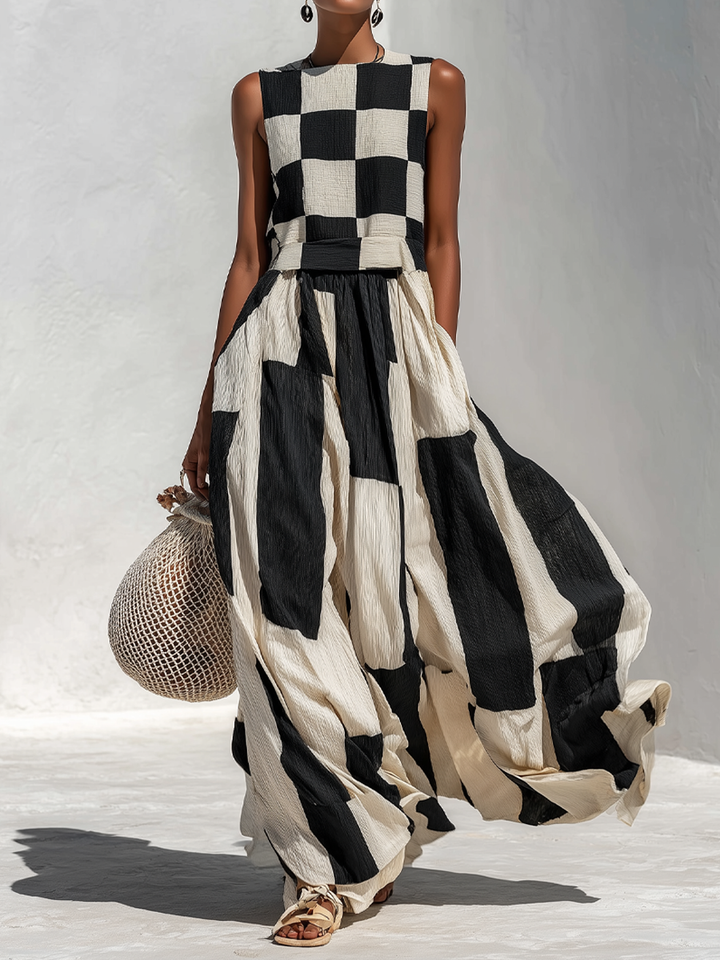 Solenna - Vestido comprido em linho arejado