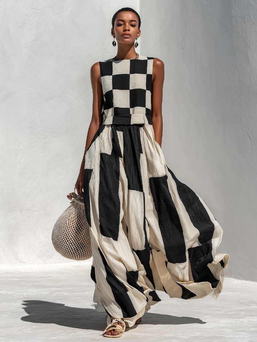 Solenna - Vestido comprido em linho arejado