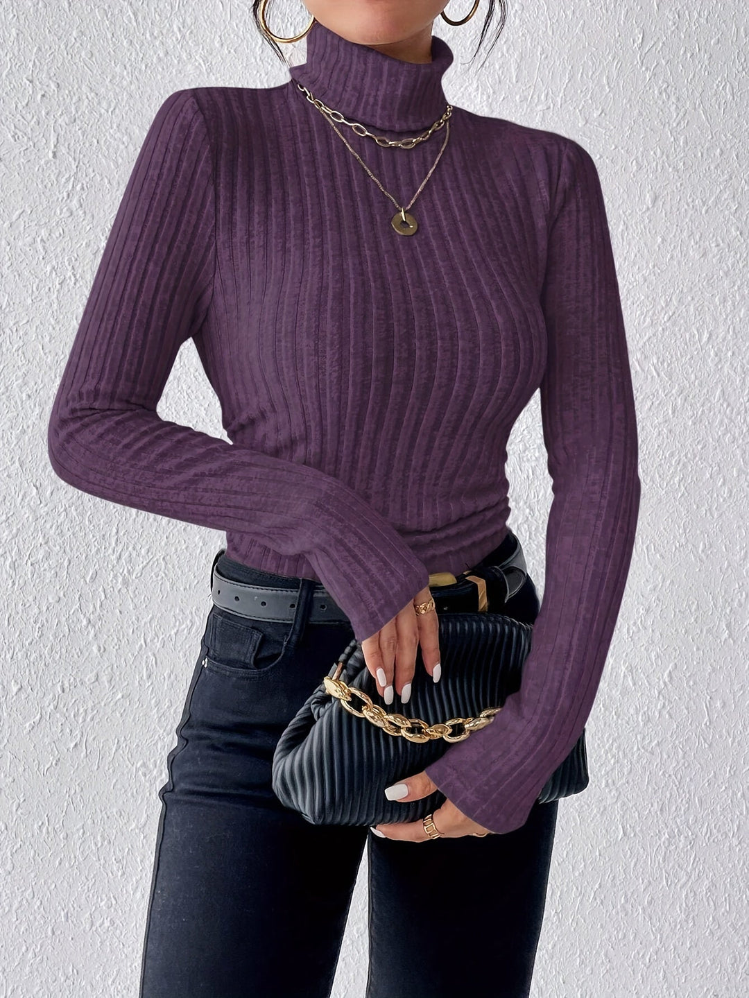 Amity - Camisola de gola alta com toque suave