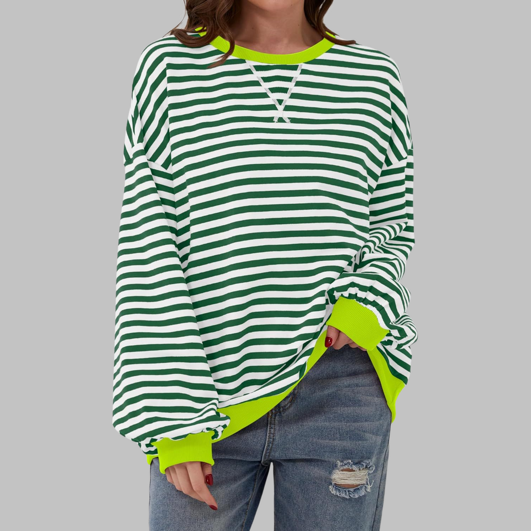 Viveca - Sweatshirt de manga comprida com toque suave e às riscas
