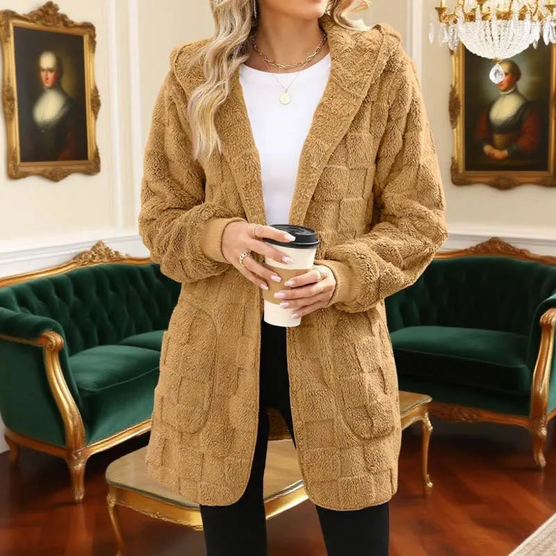 Zinnabelle - Cardigan com capuz em textura de peluche