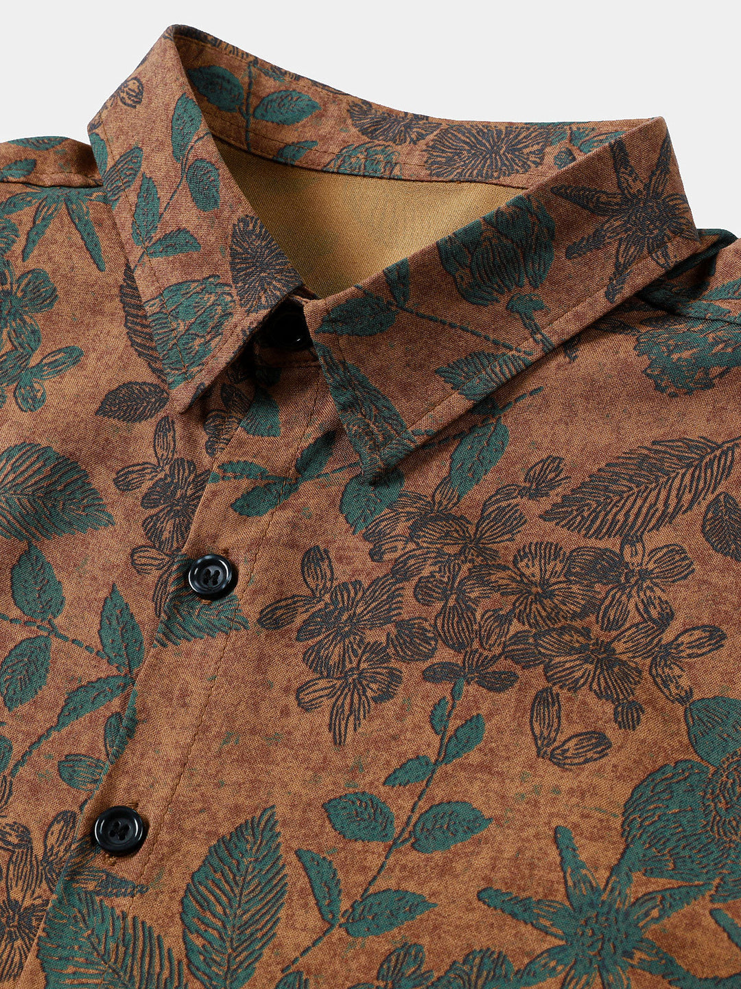 Leoric - Camisa leve de manga curta com estampado floral