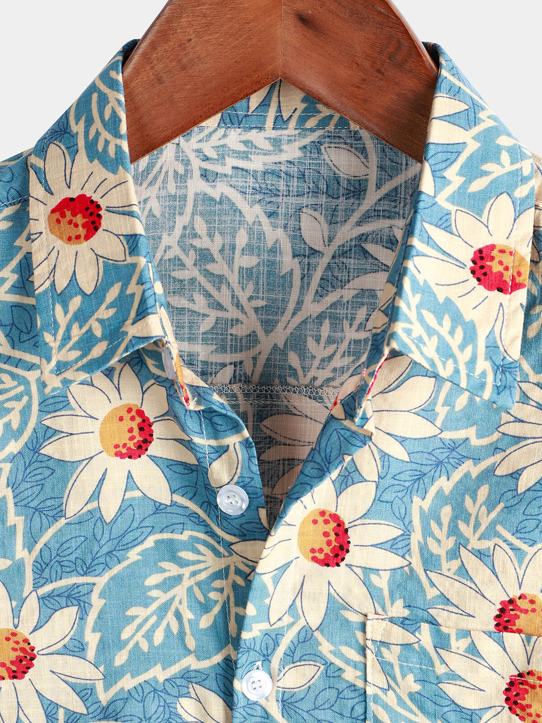 Leoric - Camisa leve de manga curta com estampado floral