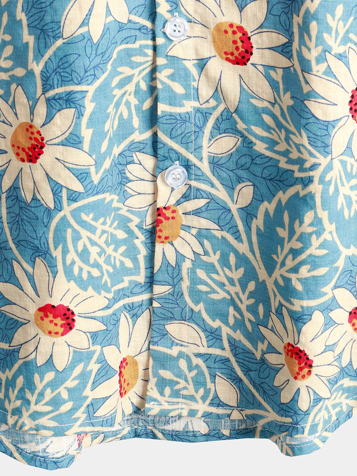 Leoric - Camisa leve de manga curta com estampado floral