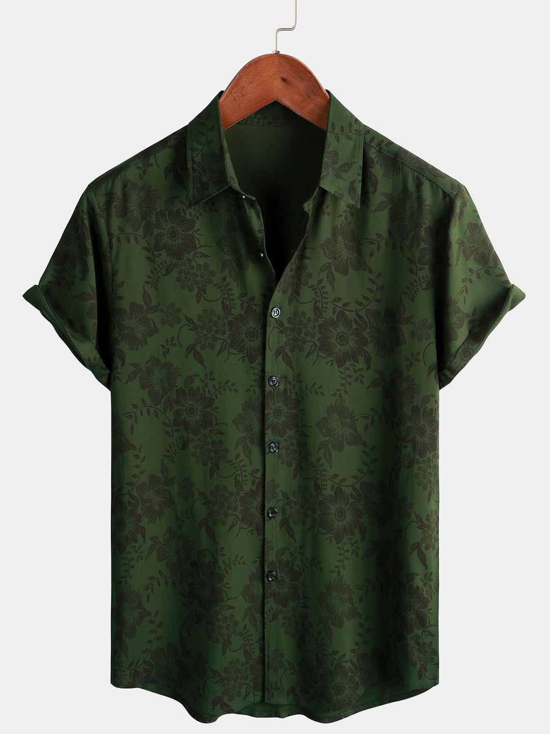 Leoric - Camisa leve de manga curta com estampado floral