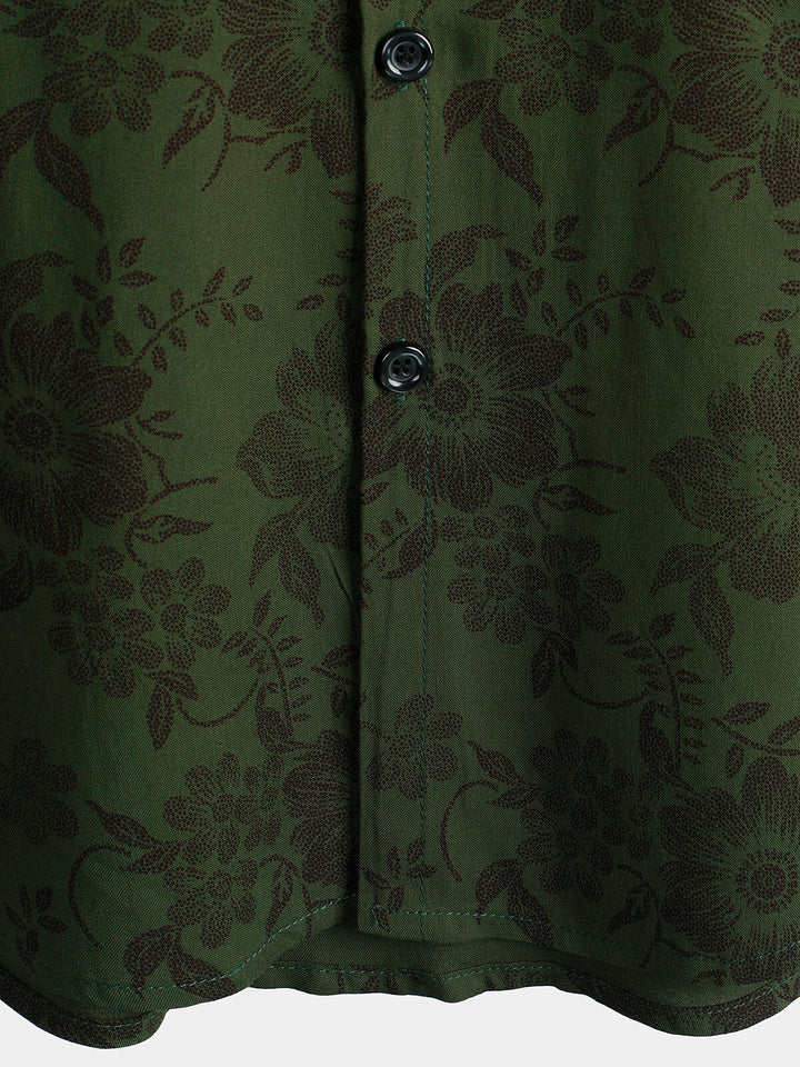 Leoric - Camisa leve de manga curta com estampado floral