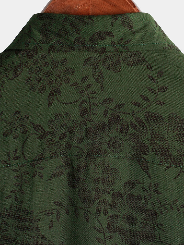 Leoric - Camisa leve de manga curta com estampado floral
