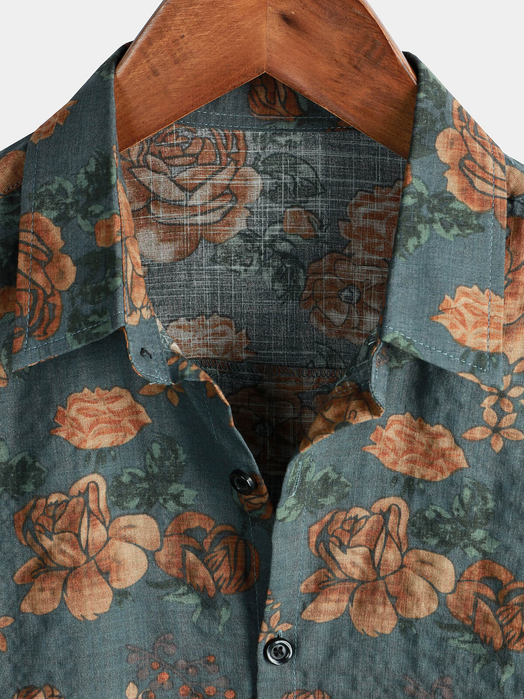 Leoric - Camisa leve de manga curta com estampado floral