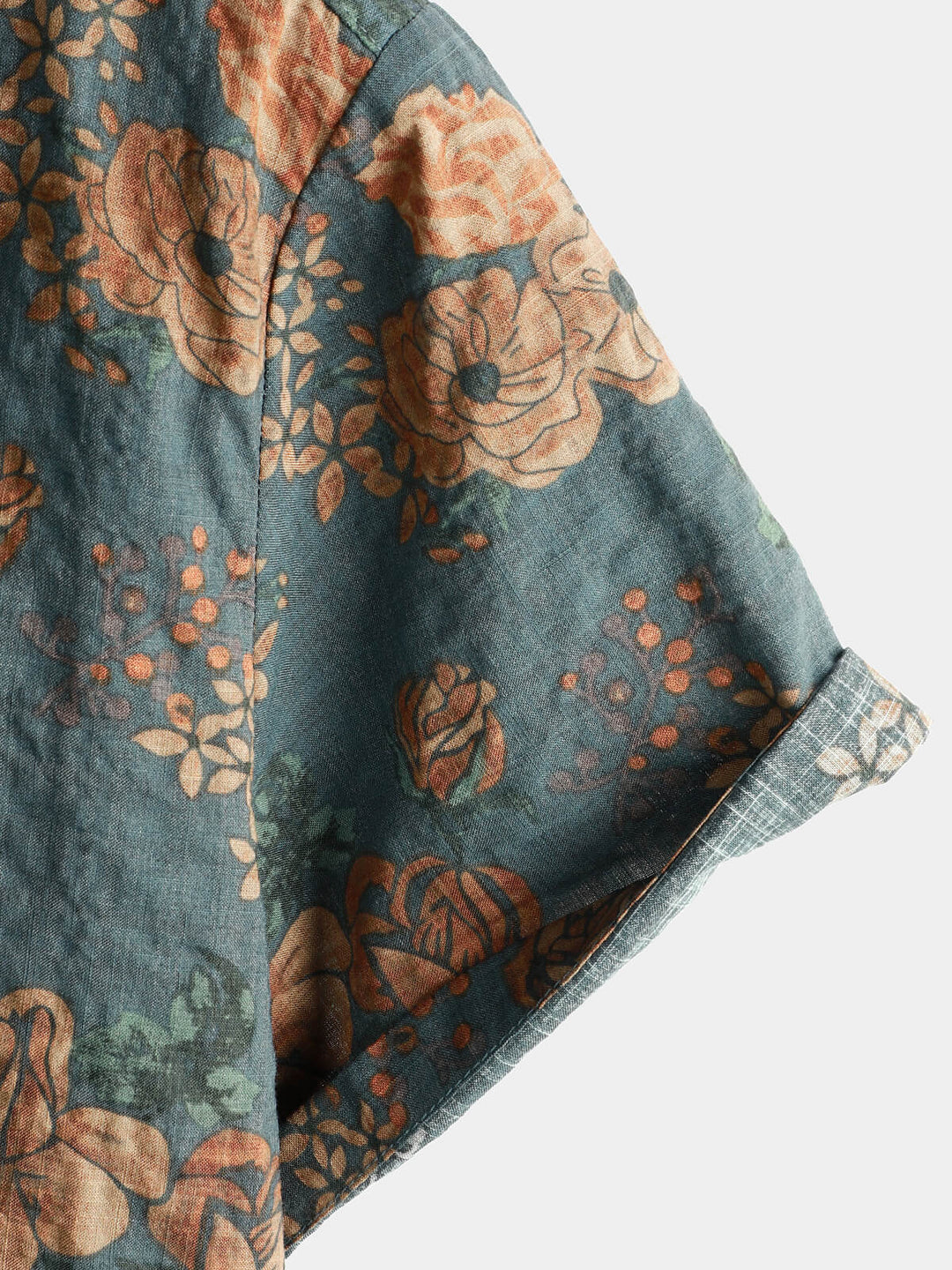 Leoric - Camisa leve de manga curta com estampado floral