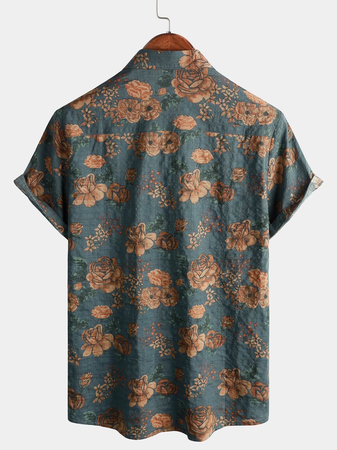 Leoric - Camisa leve de manga curta com estampado floral