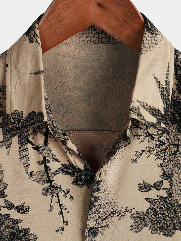 Leoric - Camisa leve de manga curta com estampado floral