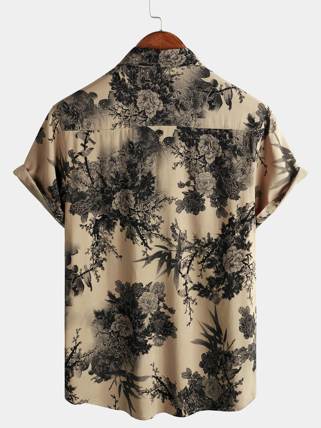 Leoric - Camisa leve de manga curta com estampado floral