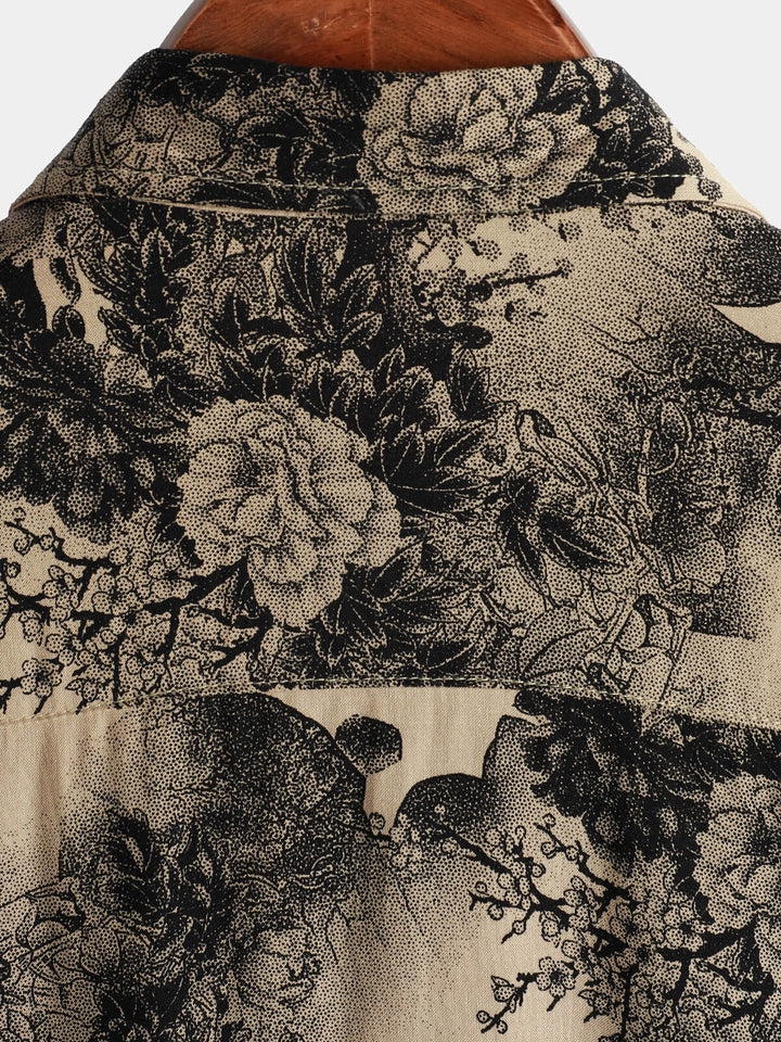 Leoric - Camisa leve de manga curta com estampado floral