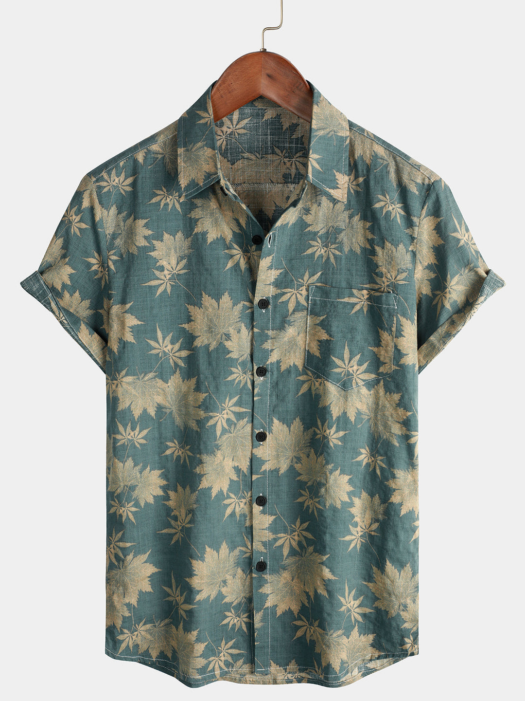 Leoric - Camisa leve de manga curta com estampado floral