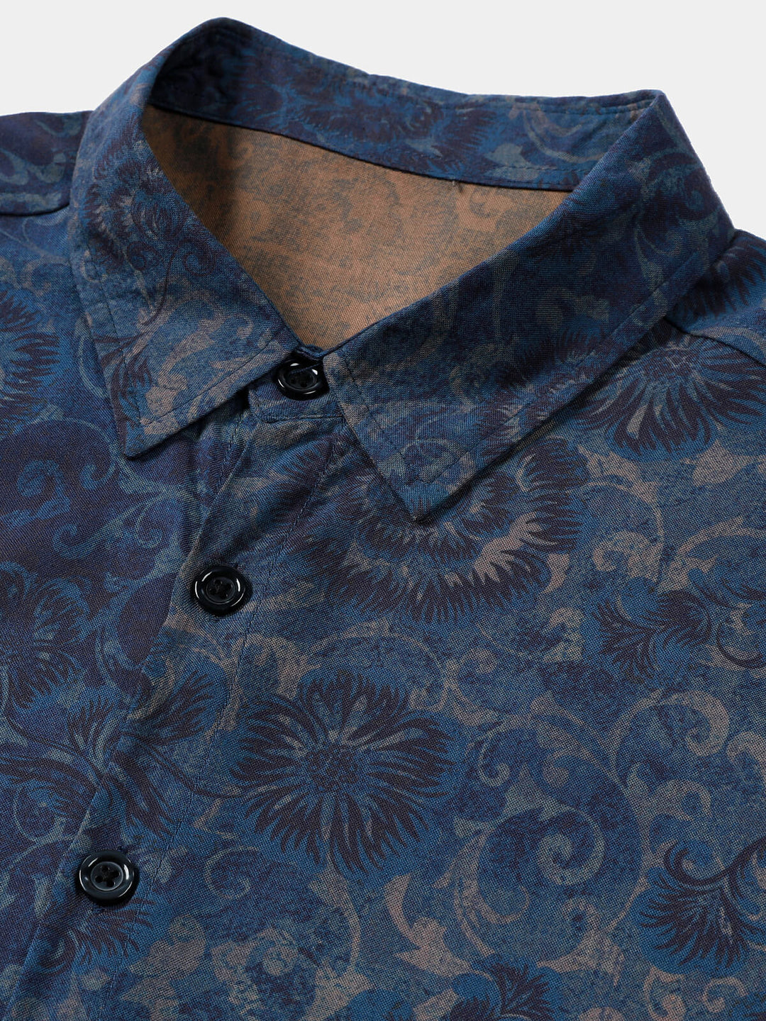 Leoric - Camisa leve de manga curta com estampado floral