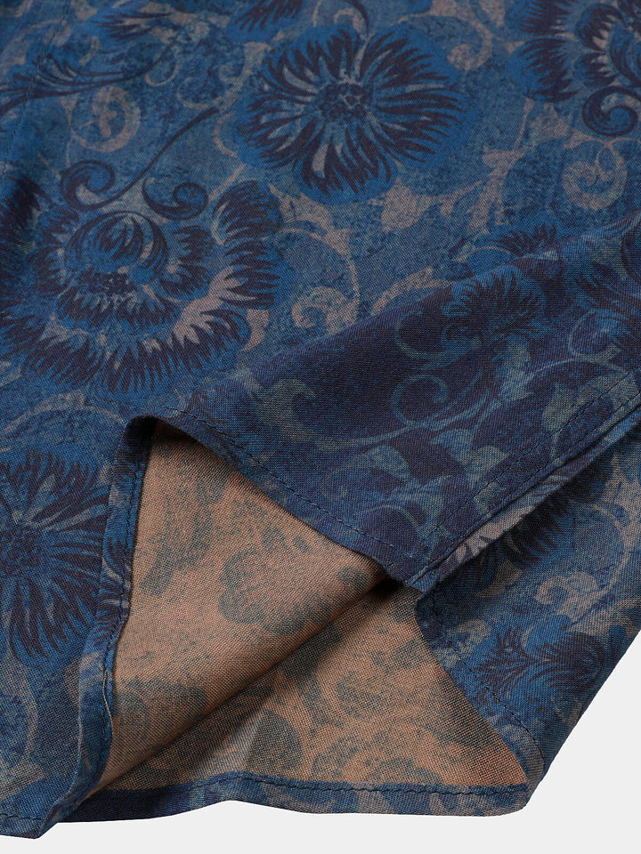 Leoric - Camisa leve de manga curta com estampado floral