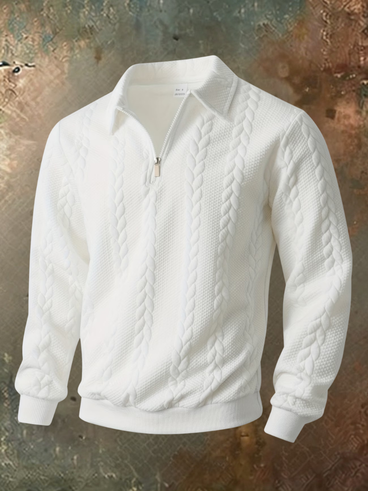 Belvorn - Camisola de malha premium com fecho de correr a meia altura