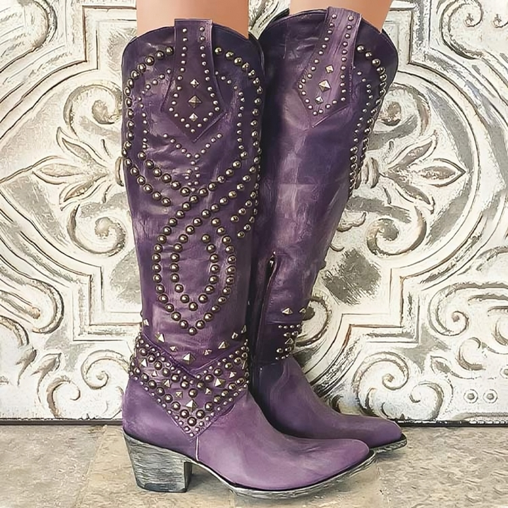 Sylverelle - Botas western vintage com tachas