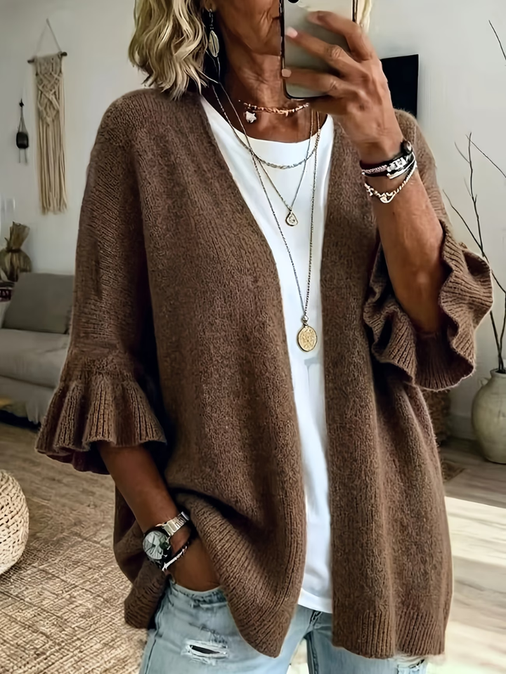 Acelynn - Cardigan com mangas rendadas e toque suave