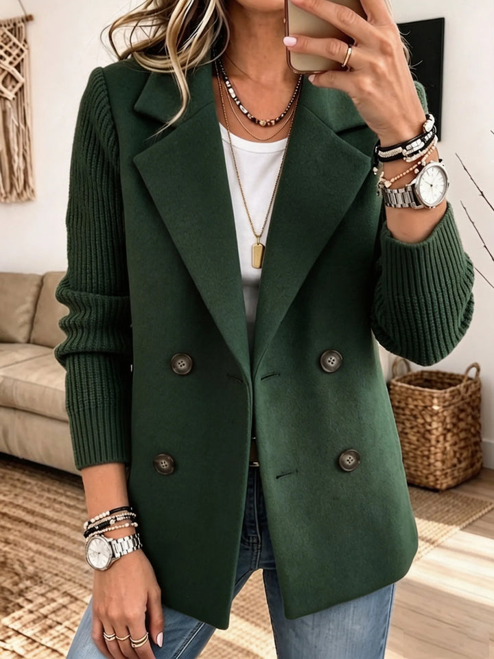 Adalene - Blazer de abotoamento duplo com mangas em malha