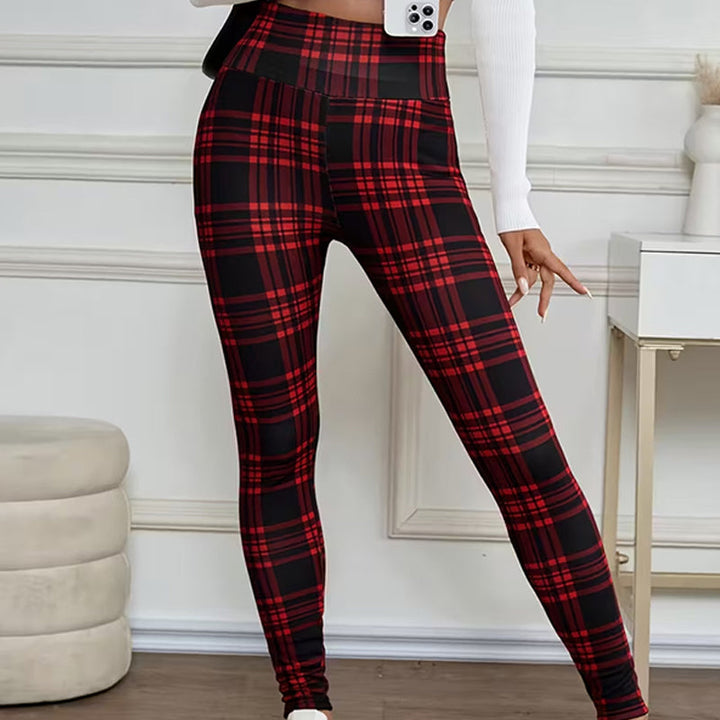 Estelyn - Leggings clássicas em xadrez com elasticidade