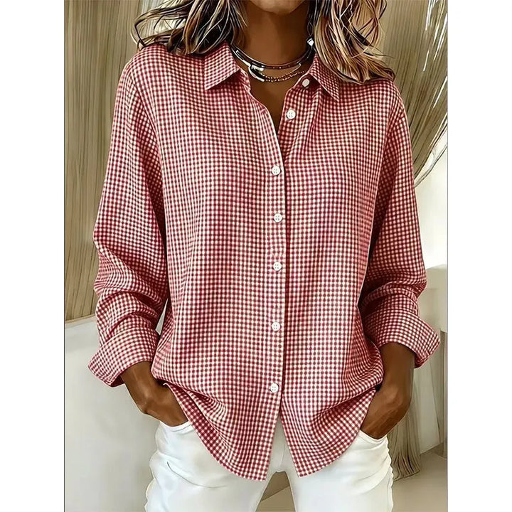 Illyssia - Blusa clássica em vichy com abotoamento frontal