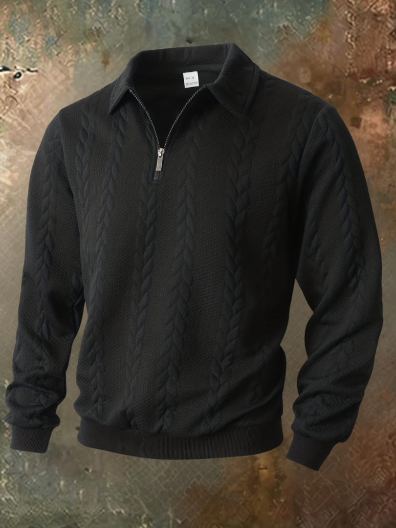 Belvorn - Camisola de malha premium com fecho de correr a meia altura