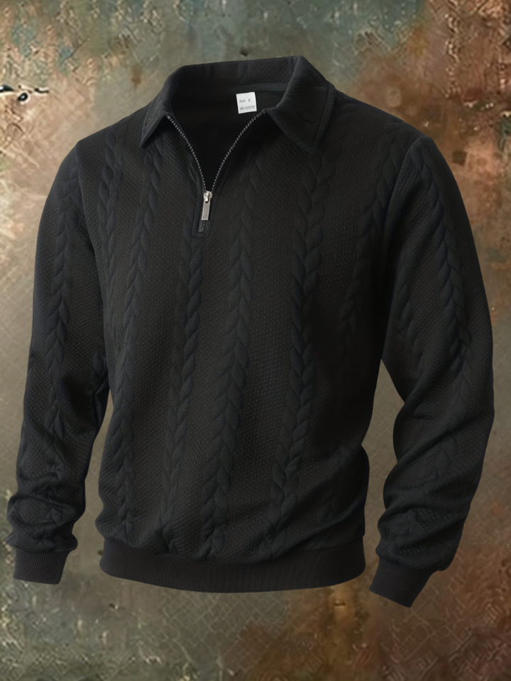 Belvorn - Camisola de malha premium com fecho de correr a meia altura