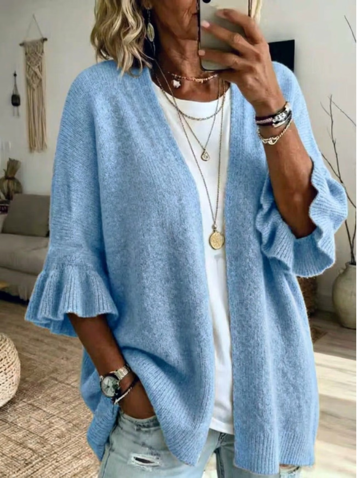 Acelynn - Cardigan com mangas rendadas e toque suave