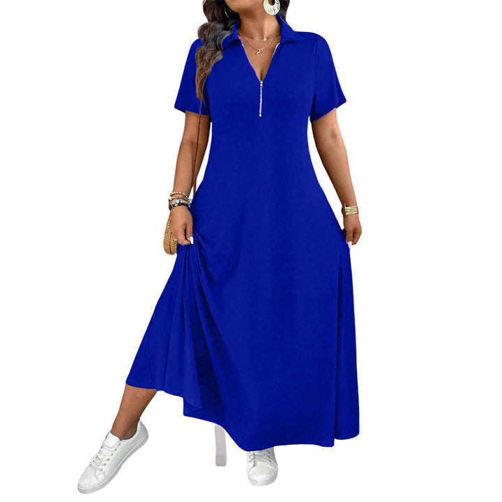 Primelle - Vestido comprido com fecho de correr e gola subida
