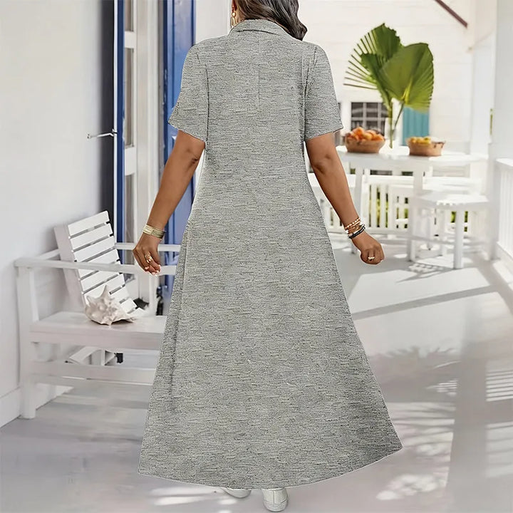 Primelle - Vestido comprido com fecho de correr e gola subida