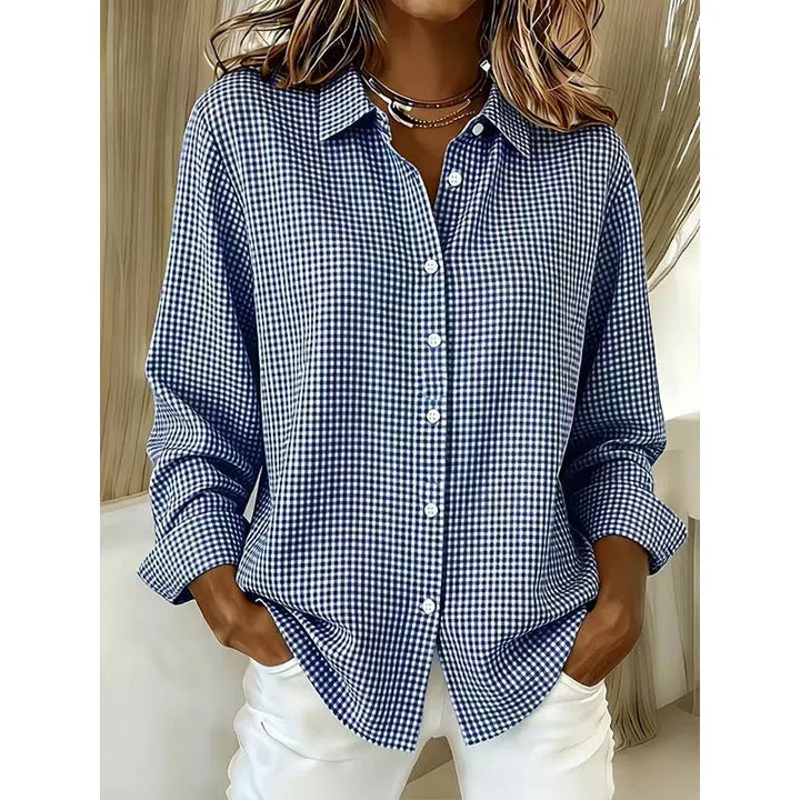 Illyssia - Blusa clássica em vichy com abotoamento frontal