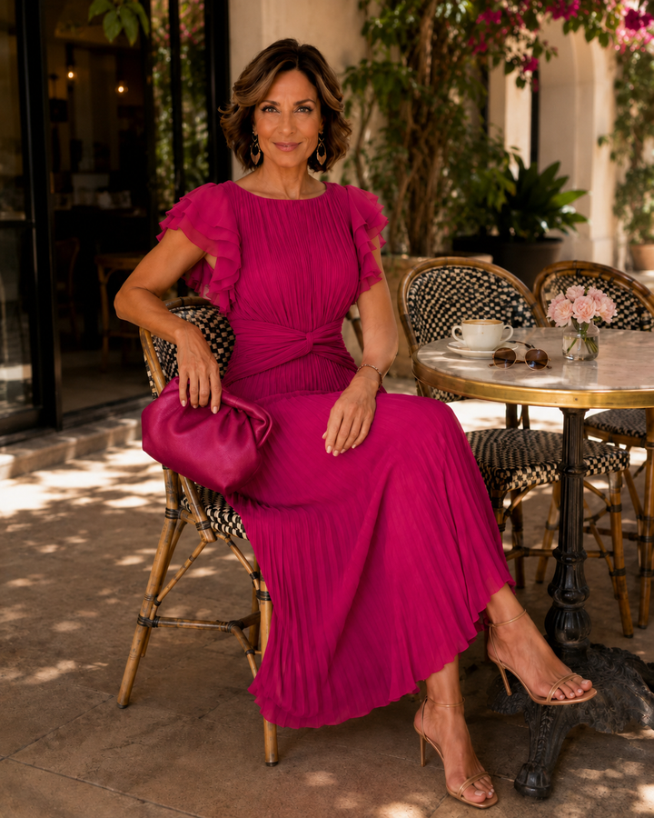 Althea - Vestido midi de linho plissado
